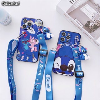 เคสโทรศัพท์มือถือแบบนิ่ม ลายการ์ตูน Stitch น่ารัก 3D พร้อมสายคล้อง และตุ๊กตา สําหรับ Samsung Galaxy J4 J6 Plus A6 Plus A7 A8 A9 2018 A750 J2 J5 J7 Prime J3 J5 J7 2015 2016 J710 J8 J2 Pro 2018
