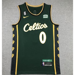 Boston Celtics NBA ฤดูกาลใหม่ สําหรับผู้ชาย 2023 #เสื้อกีฬาบาสเก็ตบอล ปักลาย 0 Jayson Tatum City Edition สีเขียว