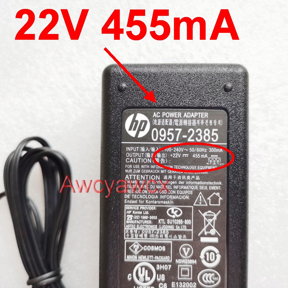 อะแดปเตอร์ชาร์จ 22V 455mA สําหรับเครื่องพิมพ์ HP DeskJet 1010 1510 1518 2548 1018 2648 1515 2545 2645 0957-2385 0957- 2403 (DL1) 10W และสายเคเบิล US