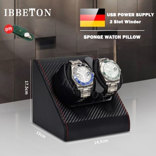 Ibbeton Luxry 2 ช่อง ที่ม้วนนาฬิกา หนัง เขย่า กล่องนาฬิกา ที่ม้วนเก็บอัตโนมัติ เคส Mabuchi Motor Mechanical Watch box