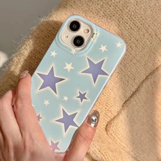 เคสโทรศัพท์มือถือ กันกระแทก ลายดาวน่ารัก สีฟ้า สําหรับ iPhone 11 12 12pro 12promax 13 13pro 13promax 14 14pro 14promax