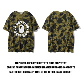 Bape เสื้อยืดแขนสั้น ผ้าฝ้าย พิมพ์ลาย สไตล์คลาสสิก แฟชั่นสําหรับผู้ชาย และผู้หญิง