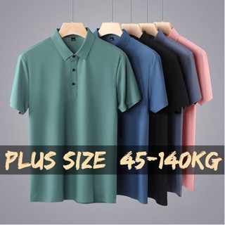 【Plus Size】เสื้อยืดโปโล แขนสั้น คอปก ทรงหลวม ขนาดใหญ่ 45-140 กก. สําหรับผู้ชาย