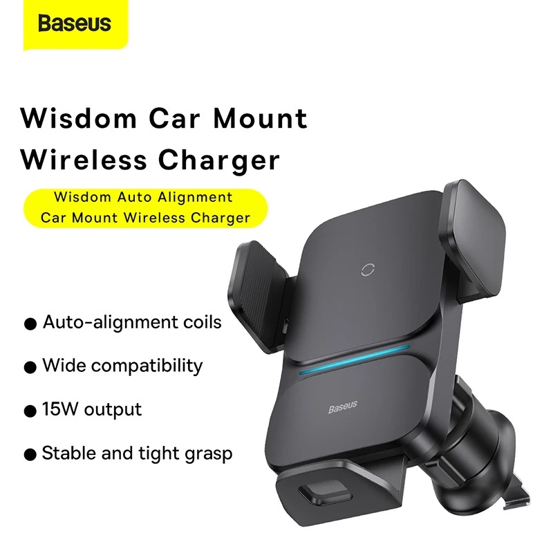 BASEUS ที่วางโทรศัพท์ในรถยนต์ 15W จับตำแหน่งอัตโนมัติ ที่ชาร์จไร้สายในตัว