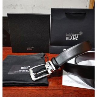 Montblanc เข็มขัดหนังวัวแท้ คุณภาพสูง สไตล์วินเทจ สําหรับผู้ชาย (เข็มขัด + กล่องของขวัญ + ถุงกระดาษ)