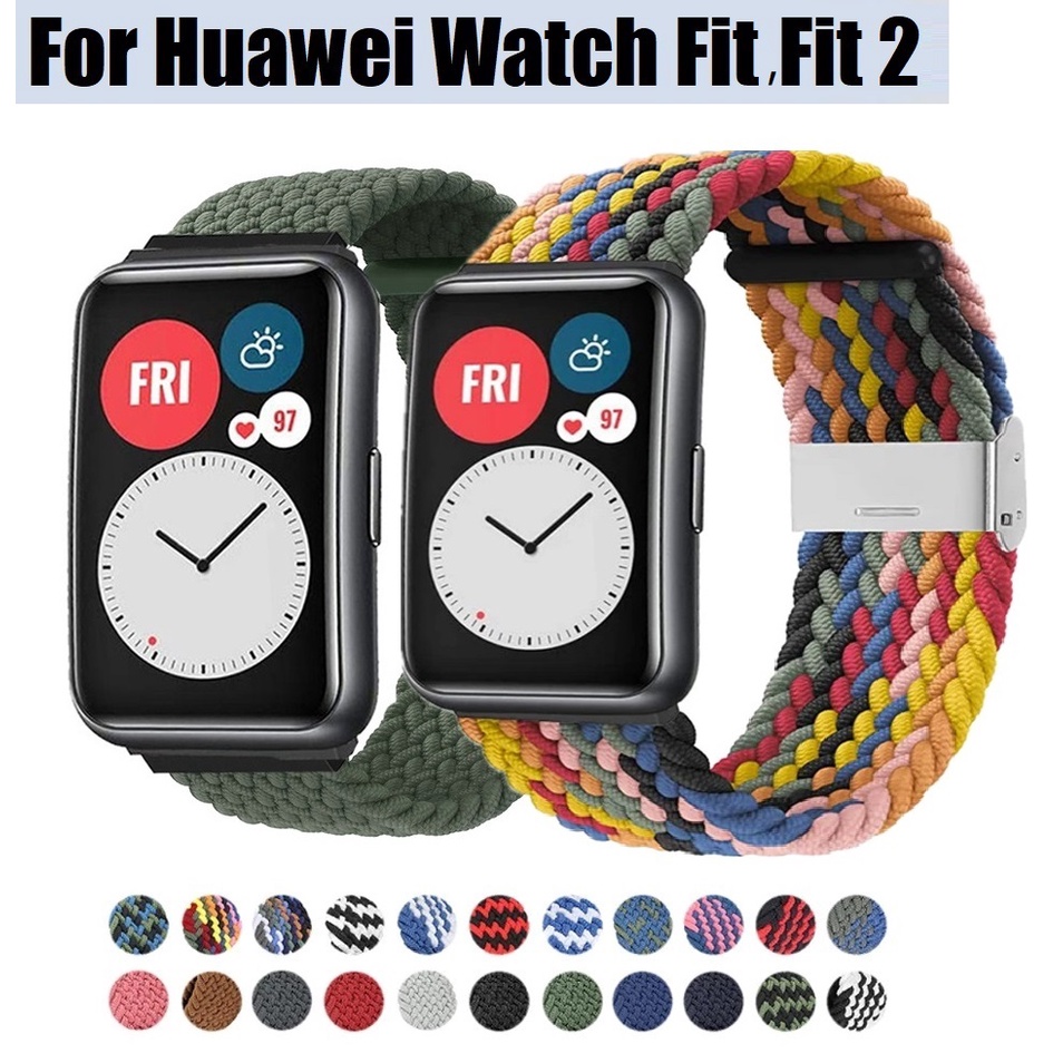 สาย Huawei watch fit 2 Strap ไนลอน การทอผ้า Huawei watch fit 2 สาย Braided สายนาฬิกา huaweiwatch fit 2 Replacement Wristband