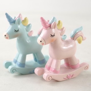 Unicorn Cake Decoration Rainbow Trojan Horse Rocking Horse Girl Boy Baby Birthday Cupcake Topper Happy Birthday Party Decor Kids