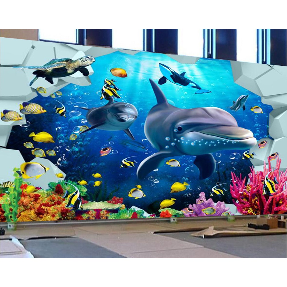 Custom 3D floor undersea world, living room, children's bedroom, home decoration sticke
