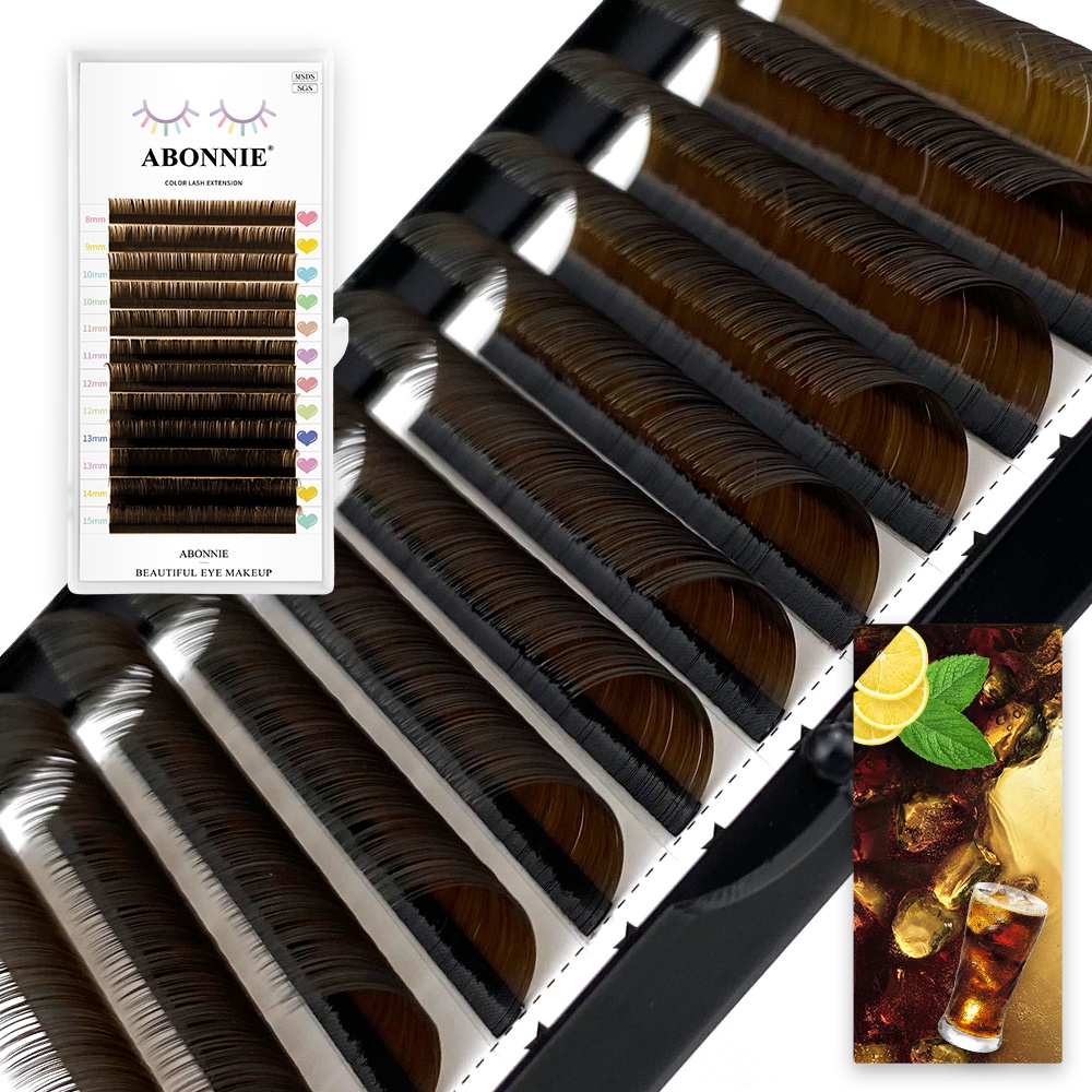 Abononnie สีน้ําตาลขนตา DC curl 0.05 0.07 0.10 8-15 มม.Mink ขนตาส่วนบุคคลคุณภาพสูงขนตา