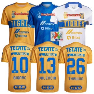 เสื้อกีฬาแขนสั้น ลายทีมชาติฟุตบอล Tigres UANL 22 23 ชุดเหย้า สีเหลือง ฟ้า ขาว ไซซ์ S-XXL