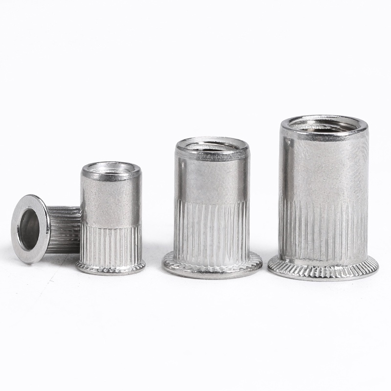 HJC)SUS304 น็อตหมุดย้ํา M3M4M5M6M8M10M12 ดึงน็อตหัวแบน knurled ดึงน็อตหมุดย้ําดึงหมวกดึงหมุดย้ํา