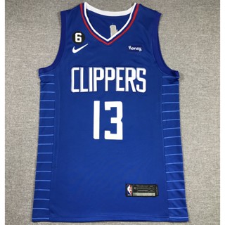 เสื้อกีฬาบาสเก็ตบอล ปักลาย Los Angeles Clippers 13 Paul George สีฟ้า สําหรับผู้ชาย 2023