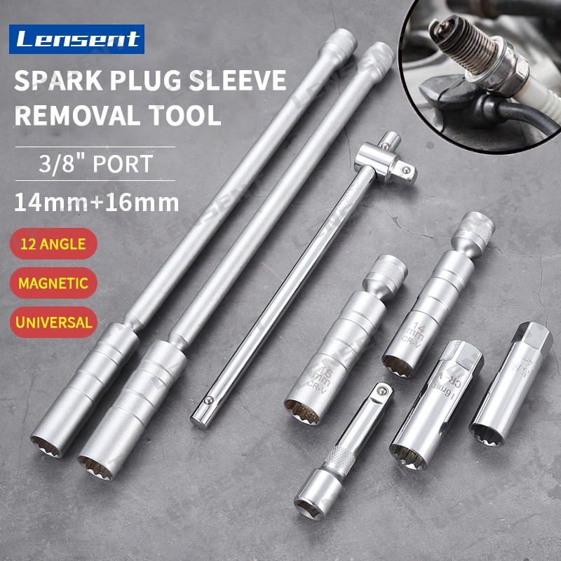 Lensent หัวเทียนแม่เหล็ก 3/8 นิ้ว 14 มม. 16 มม. 12 มม. 12 มุม 12 จุด แบบบาง สําหรับรถยนต์