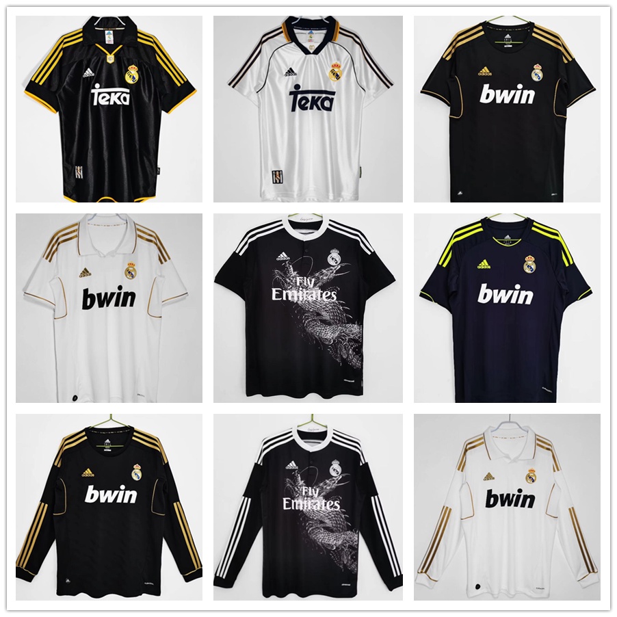 เสื้อกีฬาแขนสั้น ลายทีมฟุตบอล Real Madrid Home and Away ชุดเหย้า สไตล์เรโทร สําหรับผู้ชาย