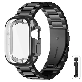 สายนาฬิกาข้อมือสเตนเลส พร้อมเคสโลหะ สําหรับ Smart Watch Series ultra 11 10 9 8 7 6 SE 5 4 3 2 1 iWatch 42/46/49/45/41/44/42 มม. 40 มม. 38 มม.