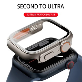 เปลี่ยนเป็น Ultra สําหรับ Smart Watch Case Series 8 7 4 5 6 se 45 มม. 44 มม. กระจกนิรภัย ป้องกันหน้าจอ PC เคส iWatch อุปกรณ์เสริม