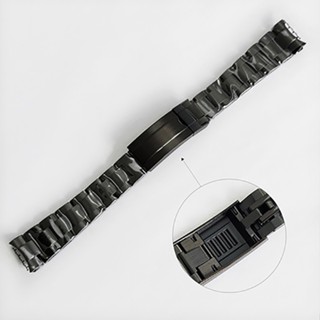 20MM PVD Black Watch Strap 316L Stainless Steel Pull Teeth Strap Pull Teeth Buckle Strap Watch Replacement Parts