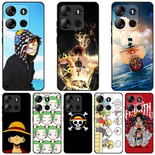 เคสโทรศัพท์มือถือ ซิลิโคนนิ่ม กันกระแทก ลายการ์ตูนอนิเมะ One Piece สีดํา สําหรับ INFINIX Smart 7 INFINIX Smart7