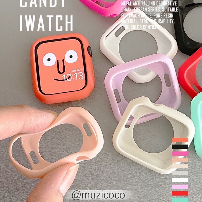 เคสนาฬิกาข้อมือ TPU สีแคนดี้ สําหรับ Apple Watch 45 มม. 41 มม. iWatch 44 มม. 40 มม. Apple Watch Seri