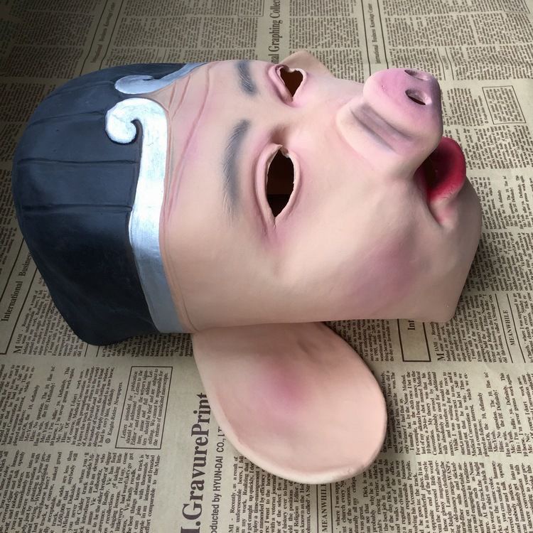 猪八戒面具 乳胶成人头套 COS西游记万圣节恐怖猪帽หน้ากากหมู Bajie Latex ผู้ใหญ่ COS Journey to the West Halloween Horror Pig Hat Head.