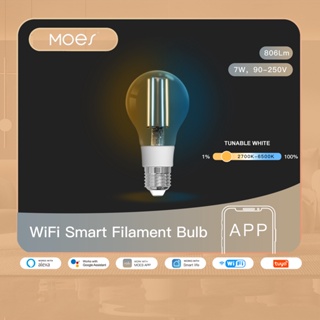 Moes Tuya หลอดไฟอัจฉริยะ WiFi E27 ประหยัดพลังงาน หรี่แสงได้ ควบคุมด้วยแอป รีโมตคอนโทรล Alexa Google Home สําหรับควบคุมด้วยเสียง