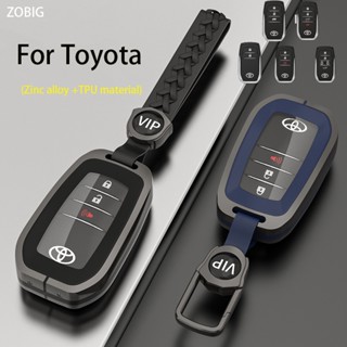 Zobig เคสกุญแจรถยนต์ โลหะผสมสังกะสี พร้อมพวงกุญแจ สําหรับ Toyota Key Fob Toyota Holder Highlander Fortuner Avalon Crown Land Cruiser Prado Mark X Camry Corolla Reiz Rav4