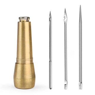 ชุดเย็บผ้าหนัง DIY เย็บหนัง Awl เข็มทองแดงชุดหนังผ้าใบเต็นท์รองเท้าซ่อมเครื่องมือ W/ด้ายไนลอน
