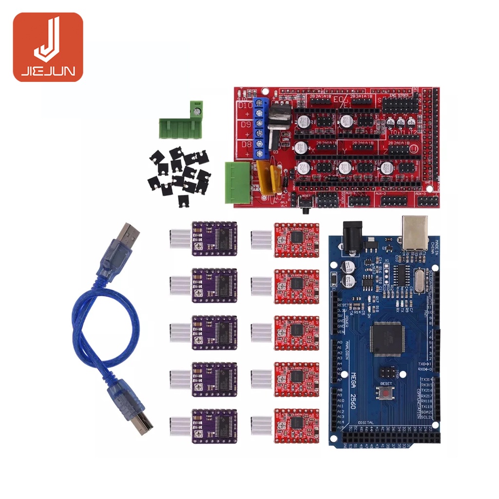 3D เครื่องพิมพ์ Mega 2560 R3 + RAMPS 1.4 แผงควบคุม + 5 ชิ้น A4988 หรือ DRV8825 / AT2100 Stepper Moto