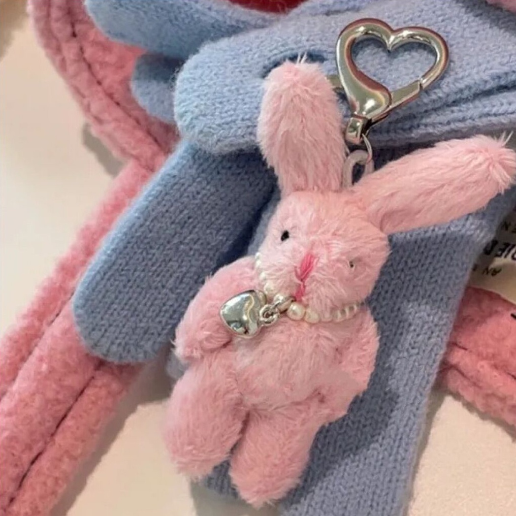 ญี่ปุ่น Ins กระต่ายน่ารักกระต่าย Love Pearl Bead พวงกุญแจกระเป๋าจี้ตุ๊กตา