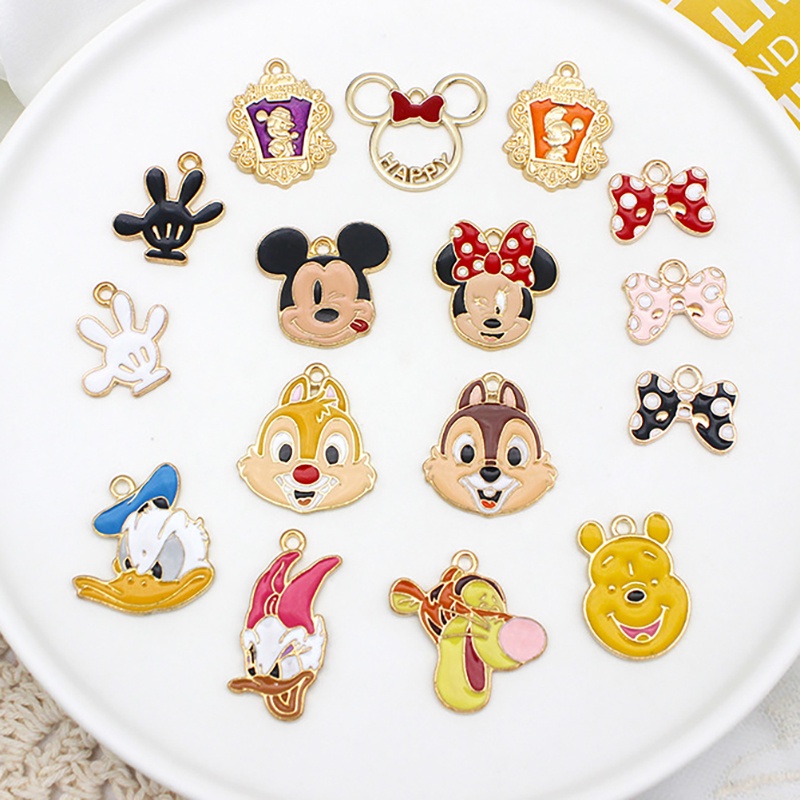 จี้ห้อย รูปการ์ตูนมิกกี้ มินนี่เมาส์ แฮนด์เมด DIY 2 ชิ้น ต่อล็อต 035