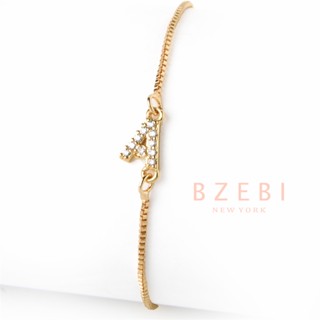 BZEBI กําไลข้อมือ สร้อยข้อมือ โซ่ จี้ตัวอักษร A-Z 26 ตัวอักษร แฟชั่น ทอง เครื่องประดับ สีทอง แฮนด์เมด หรูหรา สําหรับผู้หญิง 1167b