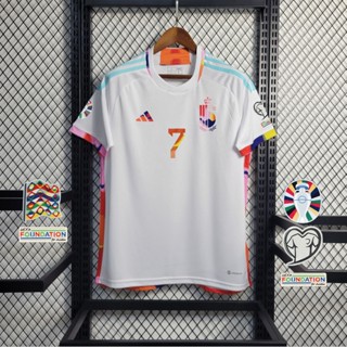 เสื้อกีฬาแขนสั้น ลายทีม Belgium away jersey 23 24 Fans S-4XL ชุดเยือน