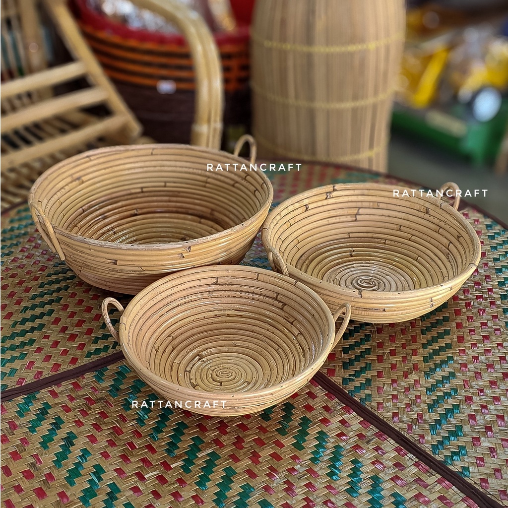 Mangkuk Rotan / Bakul Rotan Bulat / ชามหวาย