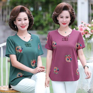 พร้อมส่ง เสื้อยืดแขนสั้น คอกลม ขนาดใหญ่ แฟชั่นฤดูร้อน สําหรับผู้สูงอายุ 7.13 ปี