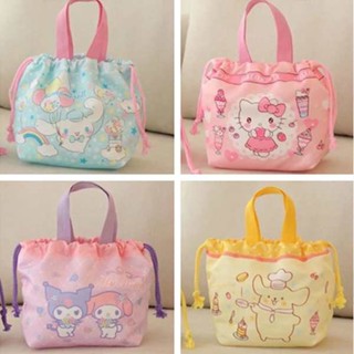 กระเป๋าใส่กล่องข้าว จัดส่งฟรี】Japanese Melody cute big-eared dog cartoon box lunch box bag lunch handbag drawstring drawstring corset to work