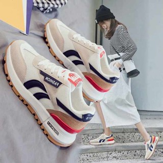 รองเท้าผ้าใบผู้หญิง รองเท้าผ้าใบ รองเท้าผ้าใบเสริมส้น Mesh Forrest Gump Shoes Woman 2022 Spring Waffles Korean Daddy รองเท้าสีขาวตัวน้อยที่ระเบิดได้รองเท้าผ้าใบลําลองระบายอากาศ