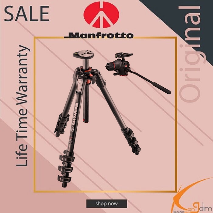 Manfrotto MT190CXPRO4 4 ส่วนแมกนีเซียมคาร์บอน Fibre ขาตั้งกล้อง MH055M8-Q5 Photo-Movie ขาตั้งกล้องหั