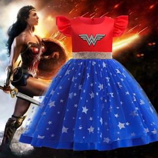 Wonder Woman ชุดคอสเพลย์ ชุดเดรสเจ้าหญิง แฟชั่นฤดูร้อน ของขวัญวันเกิด สําหรับเด็กผู้หญิง