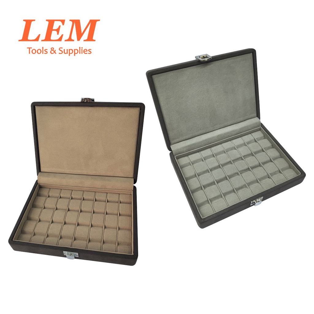 Lemtools อัญมณี DIsplay บรรจุกล่องหลวมเพชร Pack กระเป๋าเก็บ V Groove หนังไมโครไฟเบอร์ Jewellery ถาดบรรจุภัณฑ์