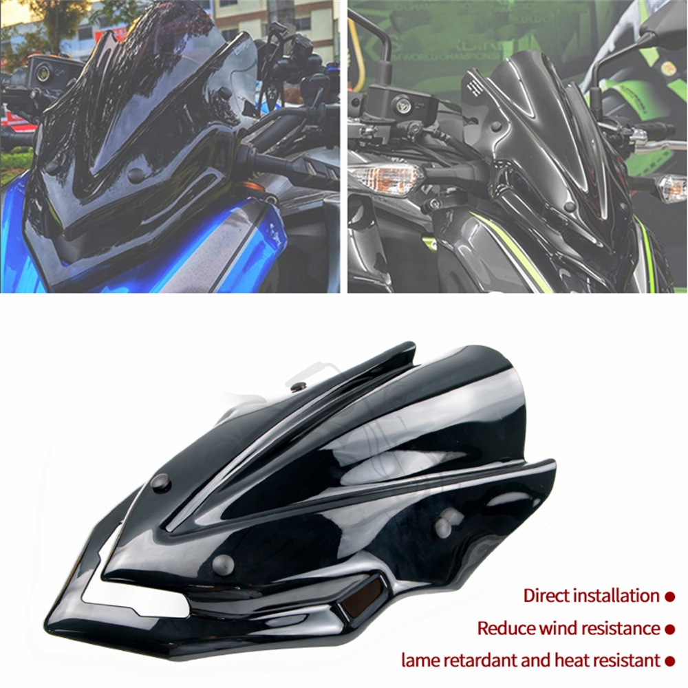 Fit สําหรับ Kawasaki Z900 2017 2018 2019 สีดํารถจักรยานยนต์กระจกกระจก Z 900 17 18 19 หน้าจอลม