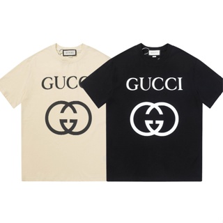 Gucci เสื้อยืดแขนสั้น ผ้าฝ้าย พิมพ์ลาย สไตล์คลาสสิก แฟชั่นสําหรับผู้ชาย และผู้หญิง