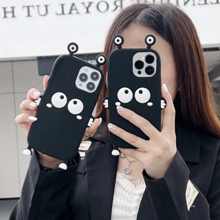 เคสโทรศัพท์มือถือ ซิลิโคนนิ่ม ลายสามมิติ สีดํา สําหรับ iphone 14 Pro Max 13 Pro Max 12 Pro Max