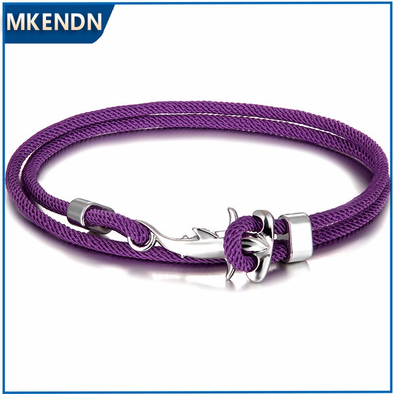 Mkendn Ocean สไตล์เงินสี Hammerhead Sharks Multilayer 3 มม.Milan สร้อยข้อมือเชือกผู้ชายผู้หญิง Surf Beach สายรัดข้อมือปรับเครื่องประดับ Homme