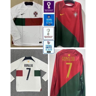 เสื้อกีฬาแขนยาว ลายทีมชาติฟุตบอลโปรตุเกส 22 23 World Cup ชุดเยือน สําหรับผู้ชาย ไซซ์ S - XXL