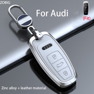 Zobig เคสรีโมตกุญแจรถยนต์ แบบหนัง ผสมสังกะสี สําหรับ Audi Key Fob Audi A6 A7 A8 2020 2021 E-tron Q8 Q7