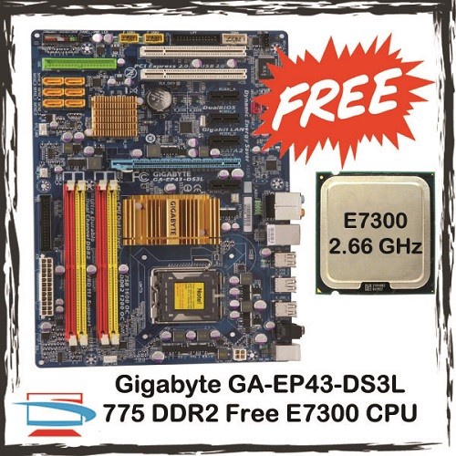 Gigabyte GA-EP43-DS3L DDR2 4 Ram Slot Socket 775 P43 เมนบอร ์ ด EP43-DS3L