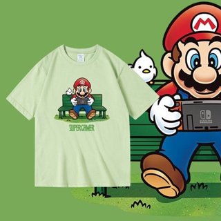 เสื้อยืดแขนสั้น ผ้าฝ้ายแท้ พิมพ์ลายโลโก้ Mario bros. joint switch nintendo games สําหรับผู้ชาย และผู้หญิง 6.20