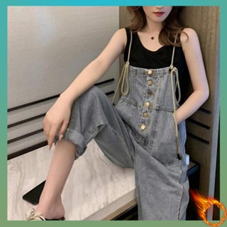 เอี๊ยมยีนส์กระโปรง เอี๊ยมยีนส์ แบรนด์อินเทรนด์ Harlan denim suspenders womens loose Korean version slim spring 2021 new fashion high-waisted jumpsuit