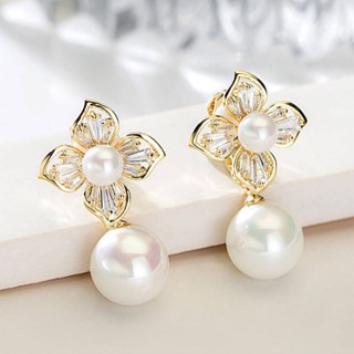 Sweet Clover Earrings 2021 New Trendy Stud Earrings Womens Temperament Earrings Premium Light Luxury Pearl Earrings