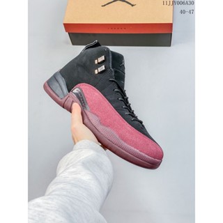 ต้นฉบับ✖️✖️Nk Air Jordan 12 Retro "Varsity Red" รองเท้าบาสเก็ตบอลลําลอง สไตล์เรโทร